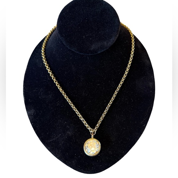 Source Unknown Jewelry - Gold-Tone 32 1/2” Chain With 3/4” Circular Glass Pendant Necklace